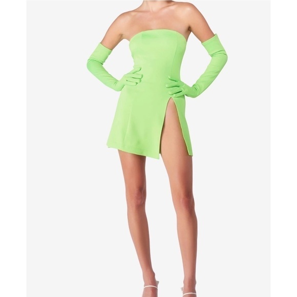 New Miscreants London Cupid Mini Split Dress & Gloves - Green UK 8 NWOT - Picture 4 of 15
